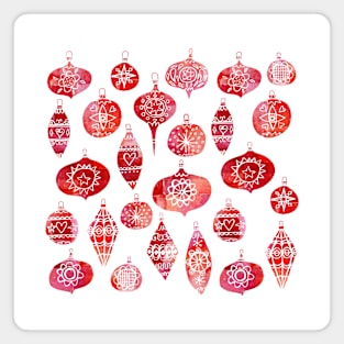 Retro Christmas Baubles Watercolor Magnet